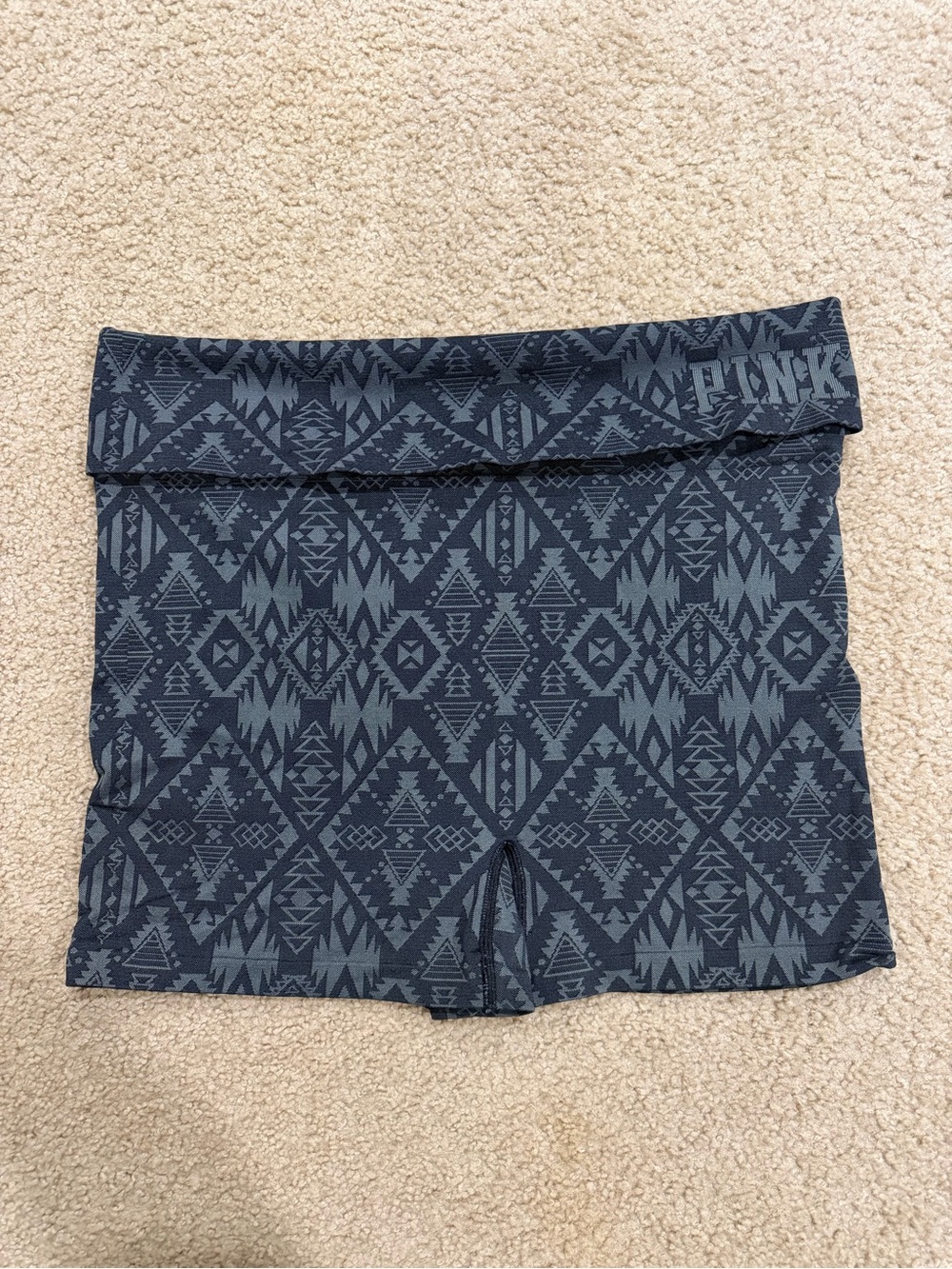 PINK Victoria's Secret Dark Gray Aztec Fold-Over Waist Athletic Shorts